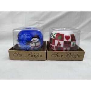 Vintage Star Bright Candles Snow Man Festive Patchwork Refillable Christmas